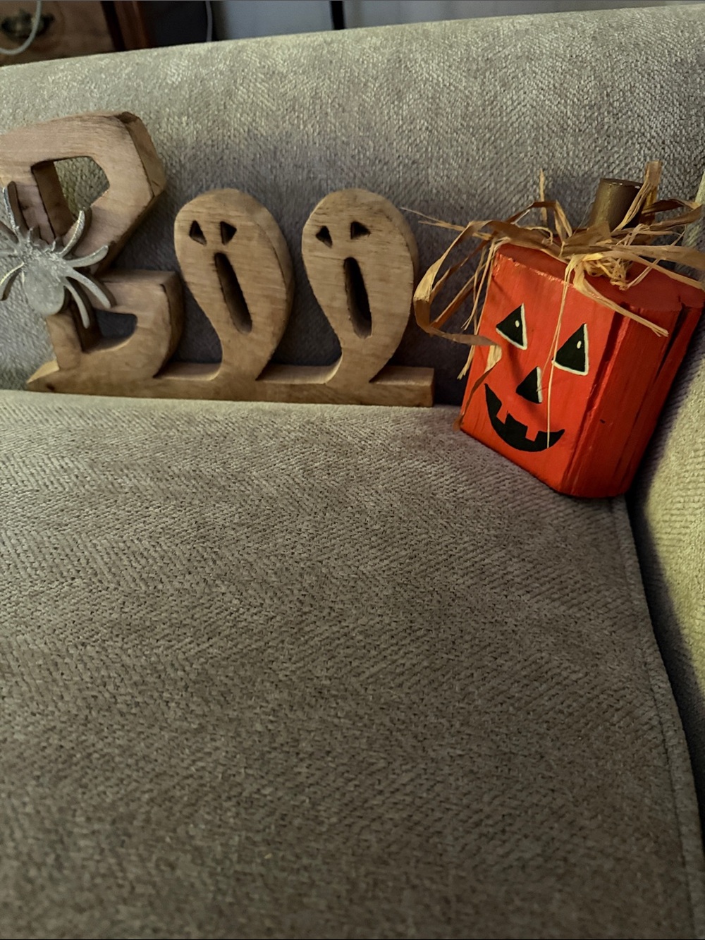 Hand-Painted Orange Wooden Jack-O'-Lantern Accent boo sign
